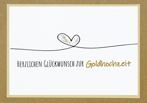 Grußkarte Ehejubiläum "Goldhochzeit Herzschleife"