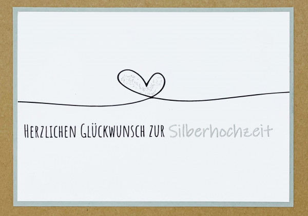 Grußkarte Ehejubiläum "Silberhochzeit Herzschleife"